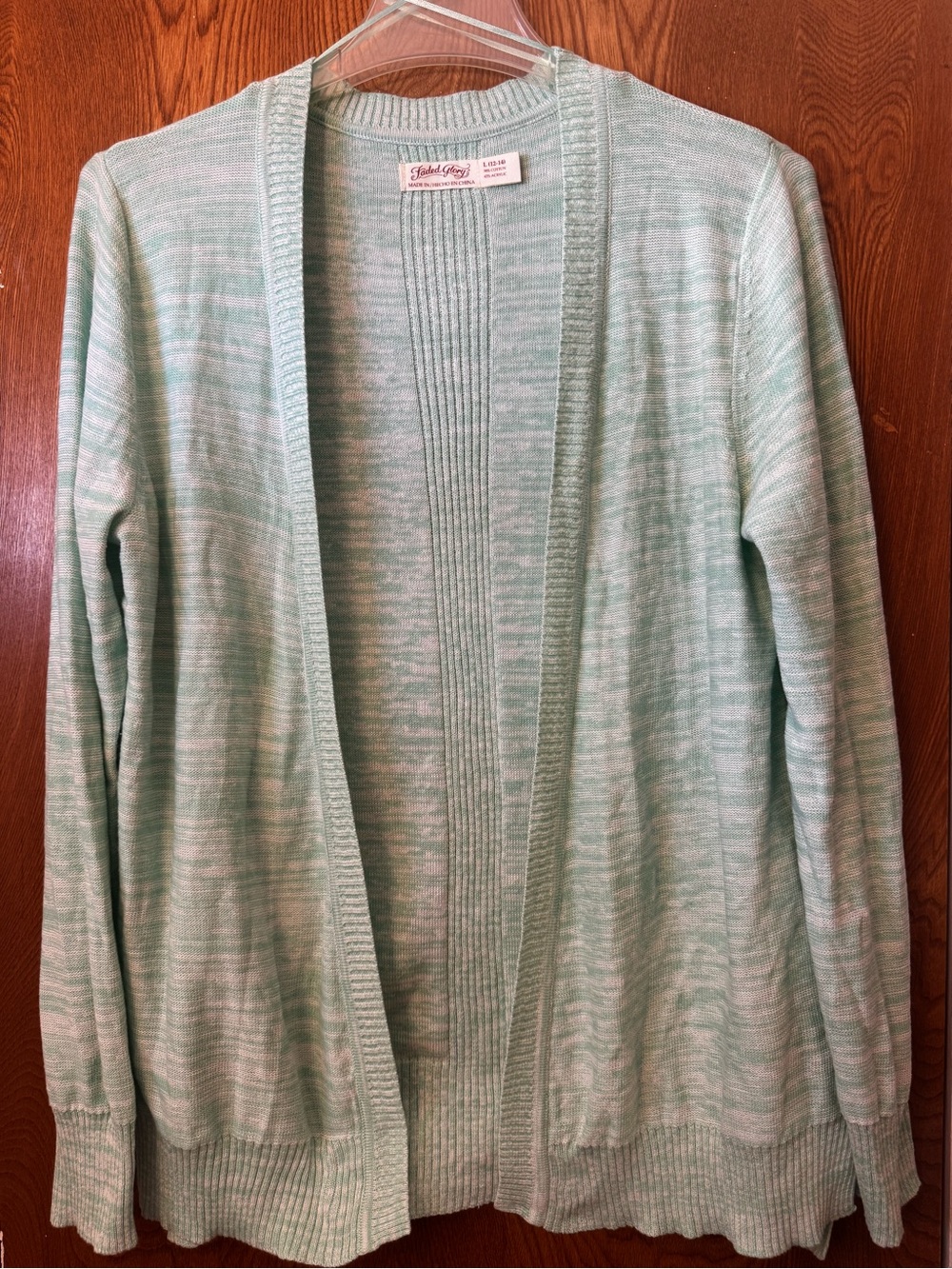 Faded Glory Mint-Marled Open Front Cardigan